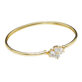 Floral Design Bracelet with Gold Finish and Zircons
