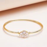 Floral Design Bracelet with Gold Finish and Zircons