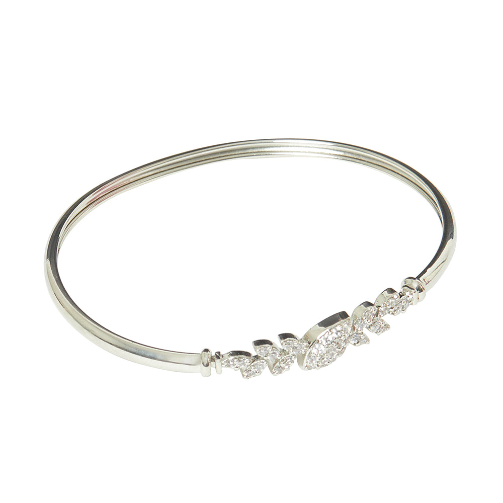 White Rhodium Petal Design Elegance Bracelet