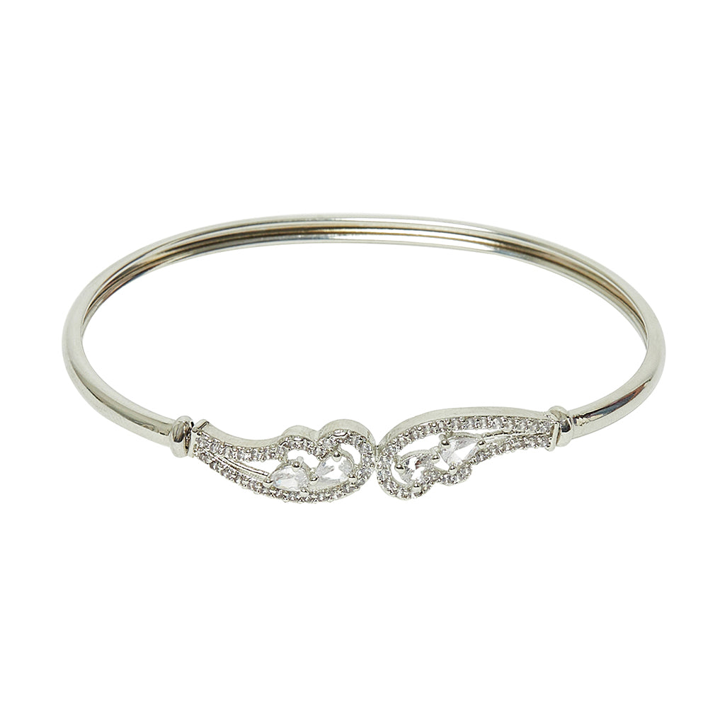 Intricate Design White Rhodium Bracelet With Zircons