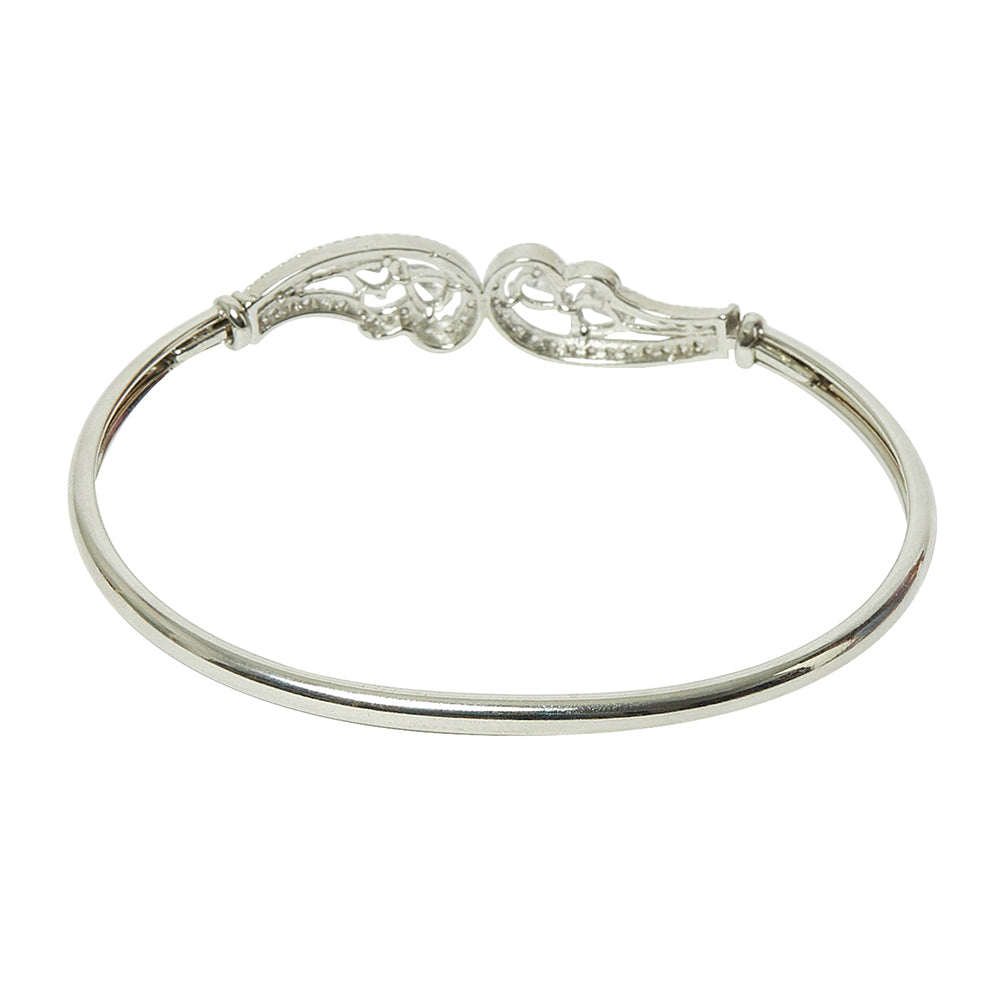 Intricate Design White Rhodium Bracelet With Zircons