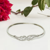 Intricate Design White Rhodium Bracelet With Zircons