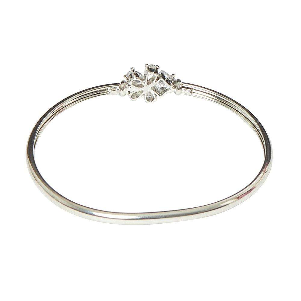 Rhodium Overlay Silver Bracelet With Floral Design