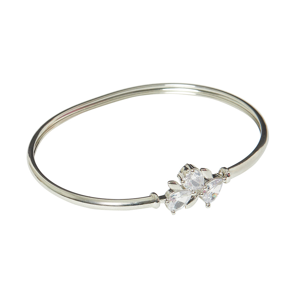 Sparking Elegance White Rhodium Bracelet With Prong Zircons