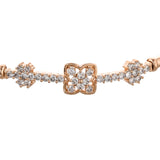 Sparkling Elegance Minimalistic Floral Rose Gold Plated Zircons Adorned Brass Bracelet