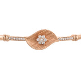 Sparkling Elegance Paisley Motif Zircons Adorned Brass Rose Gold Plated Bracelet