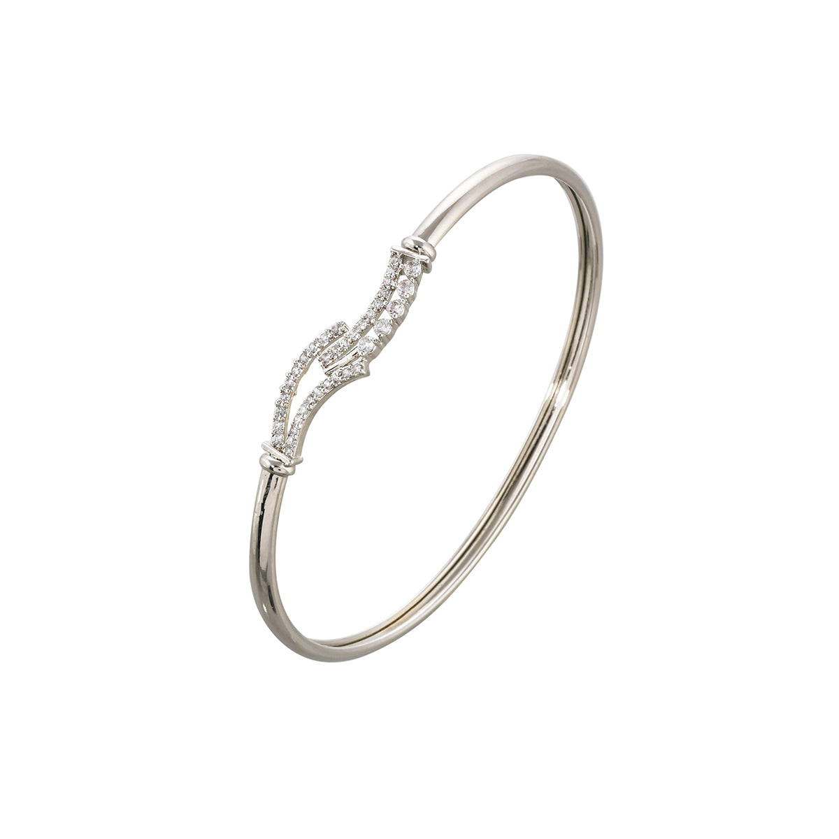 Sparkling Elegance Square Cut Zircons Adorned Brass Rhodium Plated Bracelet