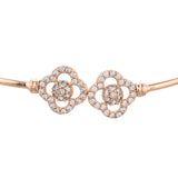 Sparkling Elegance Cluster Setting Round Cut CZ Floral Rose Gold Plated Brass Bracelet