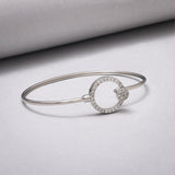Sparkling Elegance Minimalist Round Cut CZ Adorned Rhodium Plated Brass Bracelet