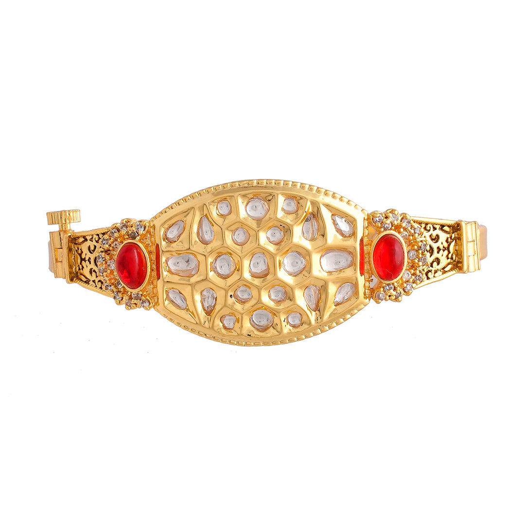 Kundan Elegance Bright Cut Setting Kundan Ethnic Adjustable Bracelet