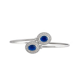 Sparkling Elegance Blue Oval Cut Zirconia Adjustable Overlap Bracelet