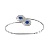 Sparkling Elegance Blue Oval Cut Zirconia Adjustable Overlap Bracelet