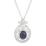 Blue Sapphire 925 Sterling Silver Pendant with Chain