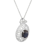 Blue Sapphire 925 Sterling Silver Pendant with Chain
