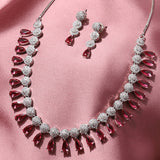 Sparkling Elegance Red and White Zircons Jewellery Set