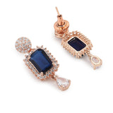 Blue Stones Rose Gold Necklace Set