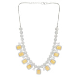 CZ Silver Plated Necklace Set with Yellow Stones
