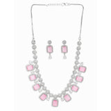 Sparkling Elegance Pink Stones Necklace Set