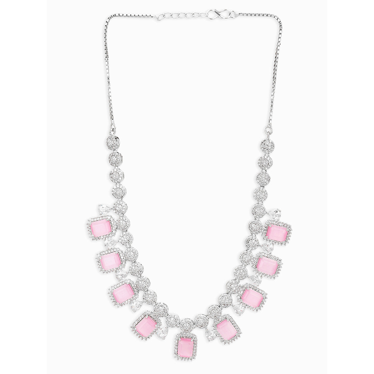 Sparkling Elegance Pink Stones Necklace Set