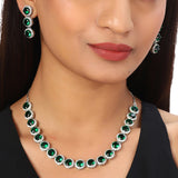Sparkling Elegance Emerald Hued CZ Jewellery Set