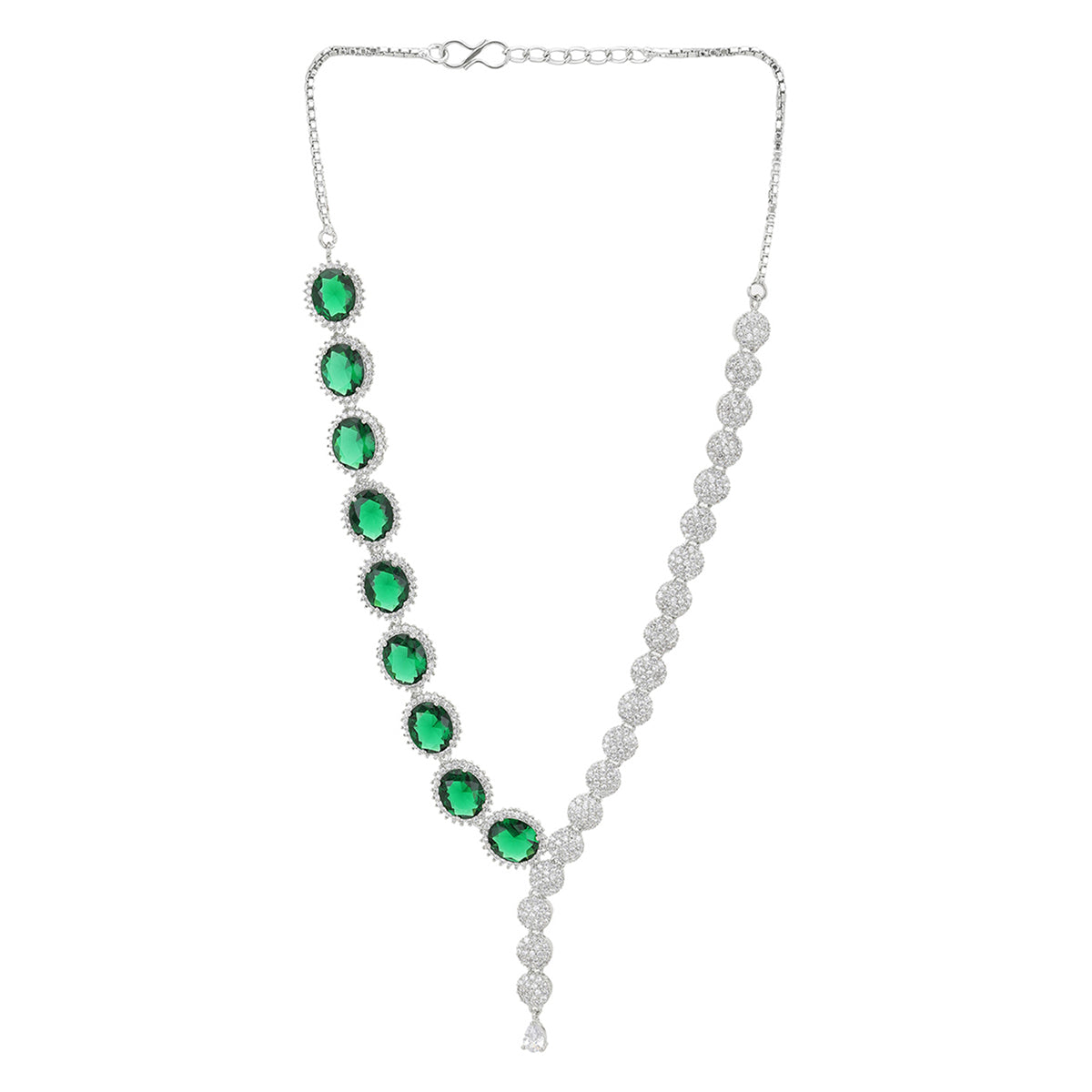 Sparkling Elegance Green Round Cut Zircons Jewellery Set