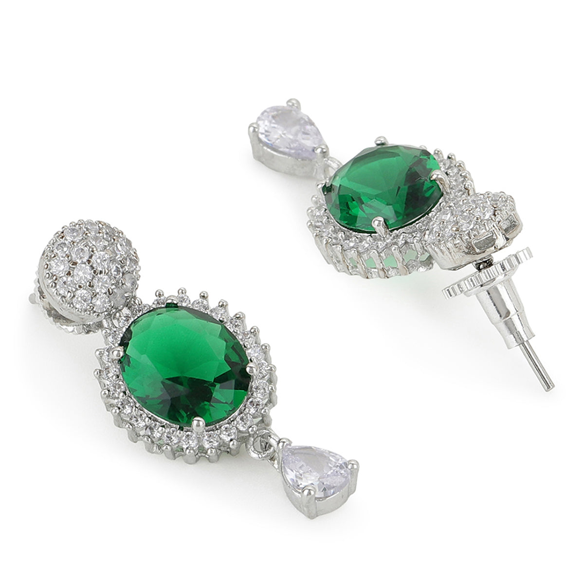 Sparkling Elegance Green Round Cut Zircons Jewellery Set