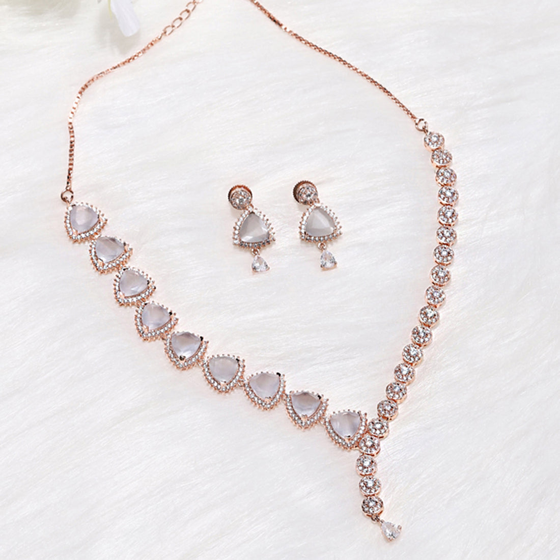 Amazon.com: Mariell Rose Gold Cubic Zirconia Prom Jewelry Set, Necklace & Earrings  Set for Wedding, Bride, Bridesmaid: Clothing, Shoes & Jewelry