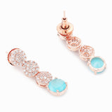 CZ Rose Gold Plated Necklace Set with Blue Stones