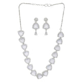 CZ Silver Plated Necklace Set with Grey Stones