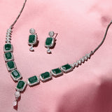 Sparkling Elegance Green Stones Necklace Sets