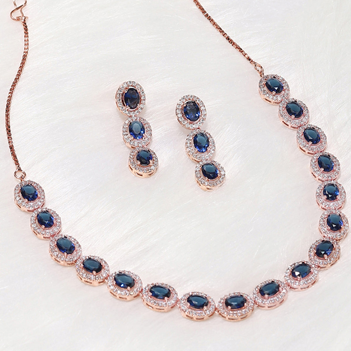 Lovely Blue Stone Necklace - South India Jewels