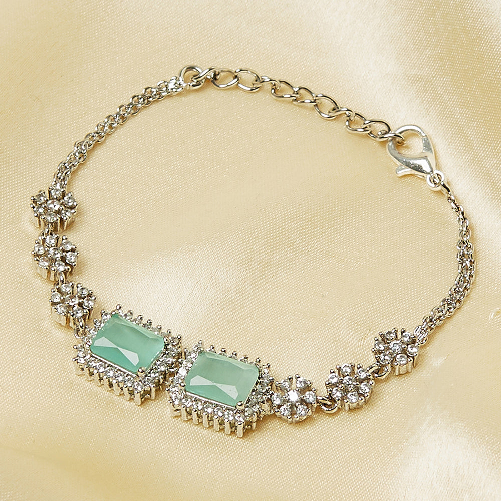 Sparkling Elegance Women Silver Plated Stone bracelet