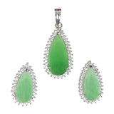 Sparkling Elegance Silver Pendant Set with Green Stones