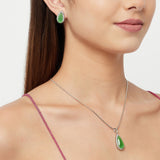 Sparkling Elegance Silver Pendant Set with Green Stones