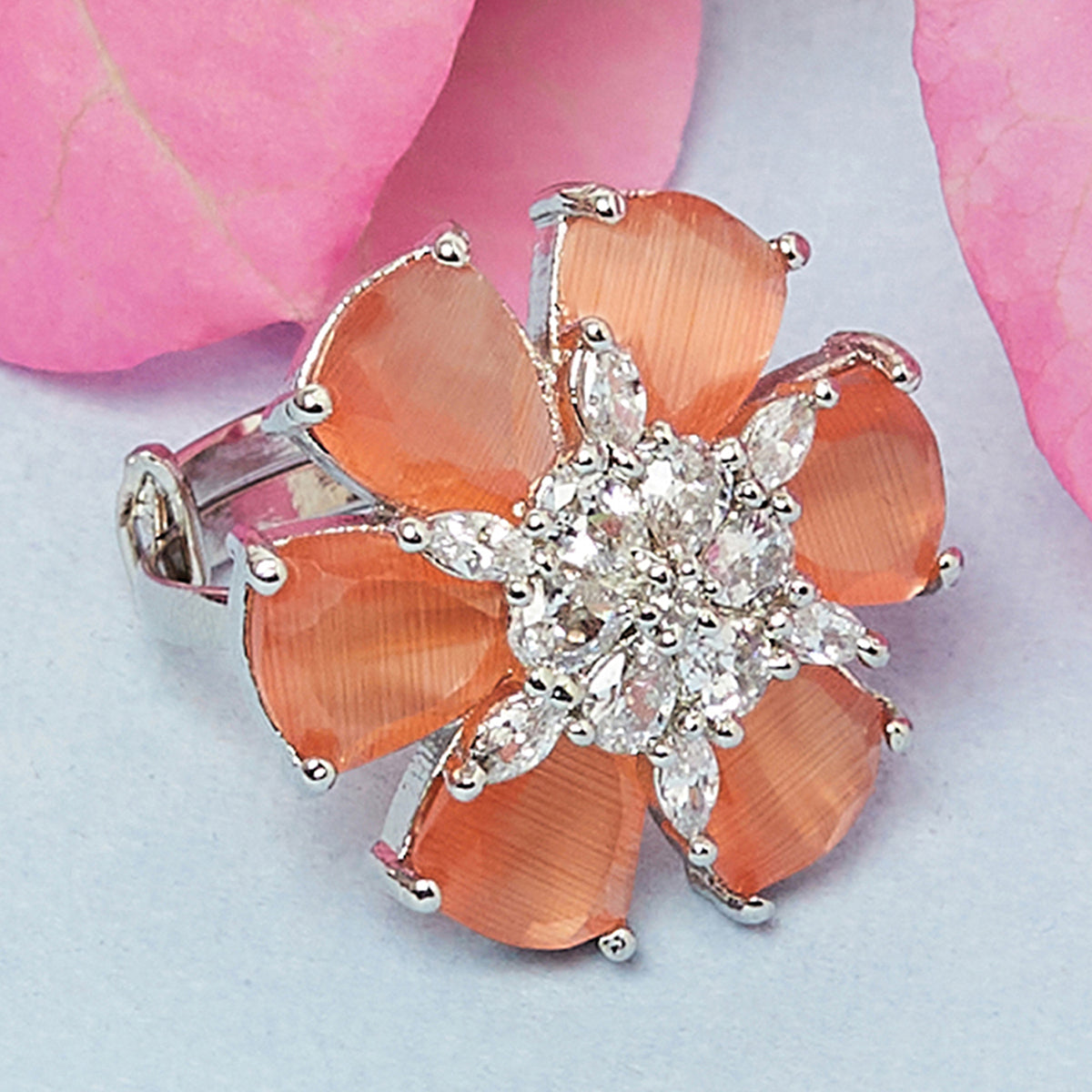 Sparkling Elegance Alloy Orange Ring