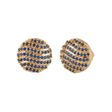 Sparling Elegance Royal Blue Round Cut Zircons Brass Gold Plated Earrings