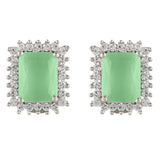 Sparkling Elegance Emerald Cut Zircons Silver Plated Brass Earrings