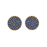 Sparkling Elegance Round Cut Blue Zircons Gold Plated Earrings