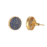 Sparkling Elegance Round Cut Blue Zircons Gold Plated Earrings