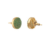 Sparkling Elegance Zircons Embellished Brass Gold Plated Round Earrings