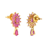 Sparkling Elegance Floral Teardrop Cut Zircons Adorned Gold Plated Drop Earrings