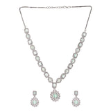 Sparkling Elegance Round and Emerald Cut CZ Silver Plated Brass Jewellery Set