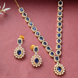 Sparkling Elegance Gold Plated Cluster Setting Zirconia Adorned Brass Jewellery Set