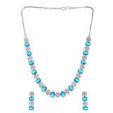 Sparkling Elegance Round and Sapphire Cut Zircons Brass Silver Plated Jewellery Set