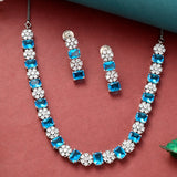 Sparkling Elegance Round and Sapphire Cut Zircons Brass Silver Plated Jewellery Set