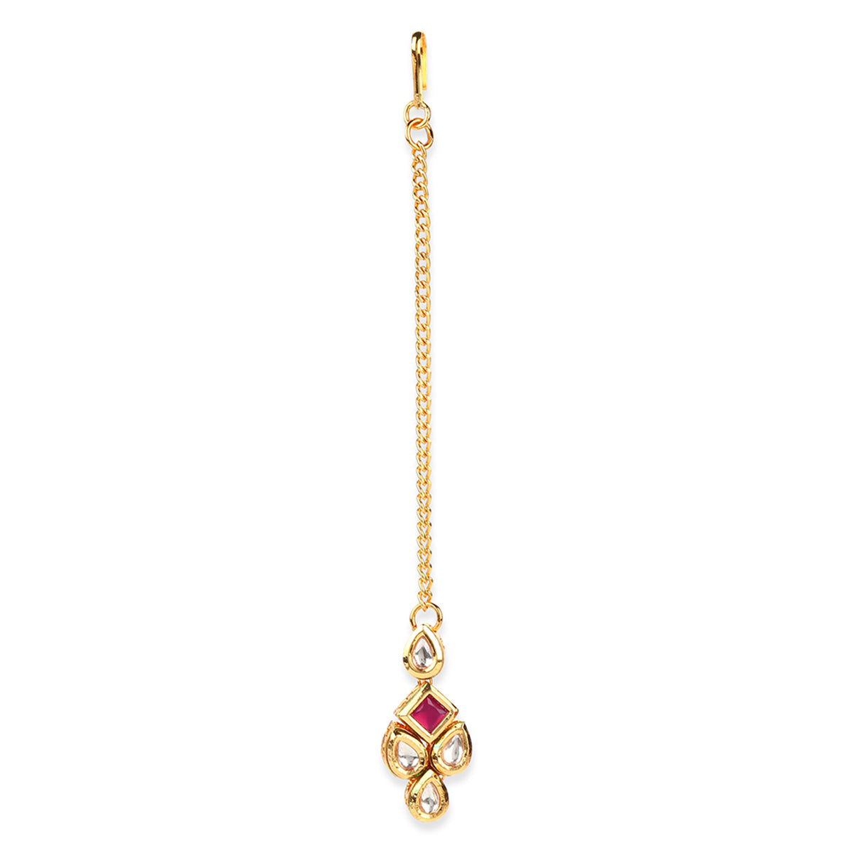Kundan Elegance Gold Plated Square Stones Necklace Set