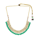 Kundan Elegance Teardrop Stones with Green Beads Jewellery Set