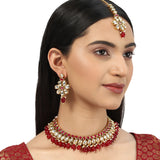 Kundan Gold Plated Red Beaded Necklace Set