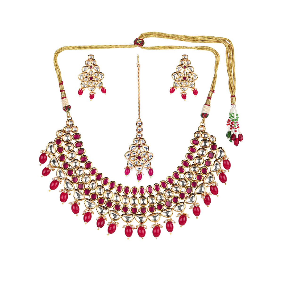 Kundan Gold Plated Brass Jewellery Set – VOYLLA