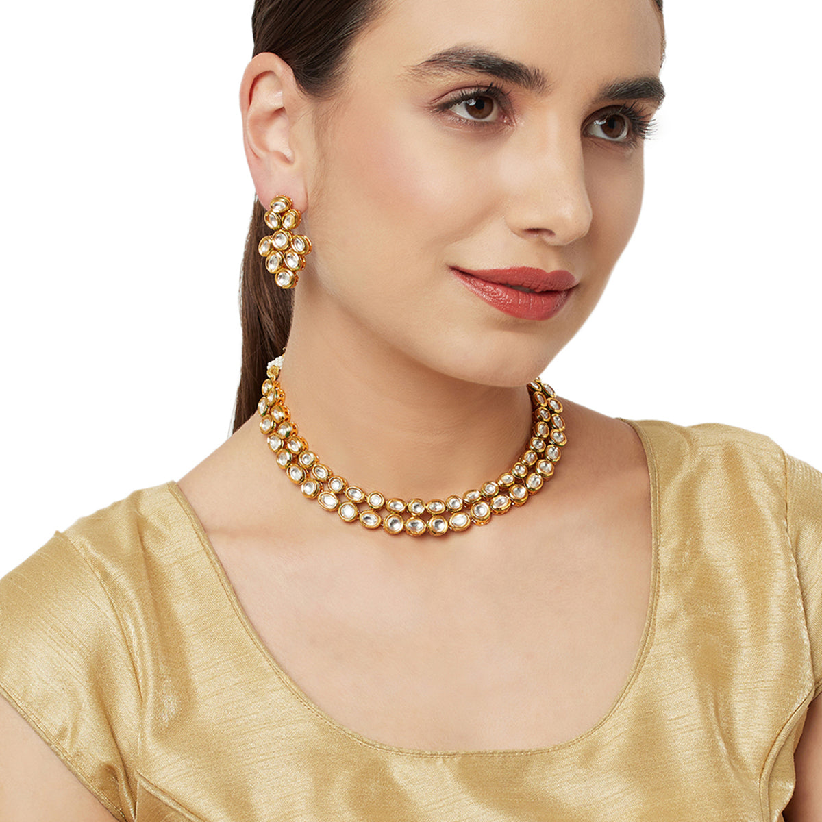 Dual Layer Kundan Studded Necklace Set